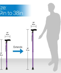 RMS Walking Cane - Adjustable Walking Stick - Lightweight Aluminum Offset Cane with Ergonomic Handle and Wrist Strap - Ideal Daily Living Aid for Limited Mobility Lavender 12 715n6a Tm5L