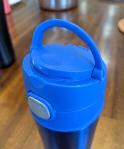THERMOS FUNTAINER 12 Ounce Stainless Steel Vacuum Insulated Kids Straw Bottle, Blue Solid Color 38 715nRYpefL