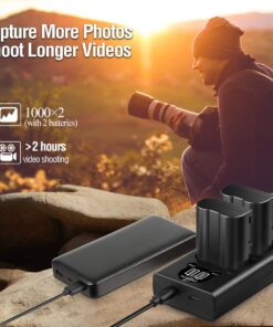 Alternative view of ENEGON EN-EL15 EN-EL15A/B/C Batteries (2 Pack) and Smart LED Dual Charger Kit for Nikon Z6, Z7,D7500 D7000, D7100, D7200 D500, D600, D610, D750,D780 D800, D810, D800E, D810A,D850 Digital Cameras Black