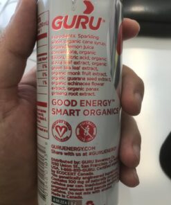 GURU Lite Natural Energy Drink - Low Calorie, Vegan, Organic Energy Drinks - Experience Energy Without the Jitters, Rush or Crash - 24 x 8oz/250ml Cans 8.4 Fl Oz (Pack of 24) 32 715oE0Y Q L
