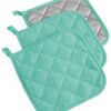 DII Basic Terry Collection Quilted 100% Cotton, Potholder, Aqua, 3 Piece 45 715oJ3fijPL