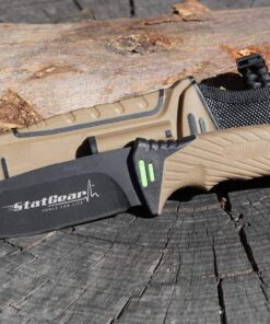 StatGear Surviv-All Fixed-Blade Bowie Knife with Sheath, Firestarter, Sharpener & Cord Cutter for Hunting Camping Outdoors Hiking EDC 21 715oVGg0S7L 1