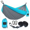 Kootek Camping Hammock Double & Single Portable Hammocks Camping Accessories for Outdoor, Indoor, Backpacking, Travel, Beach, Backyard, Patio, Hiking Grey & Sky Blue Large
