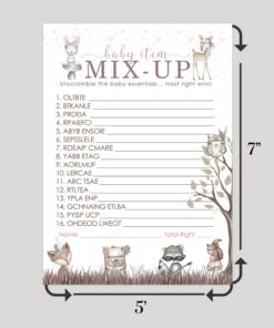 Paper Clever Party Girls Woodland Baby Shower Word Scramble Game Girls, Pink Boho Floral Ideas, 5x7 Cards, 25 Pack 14 715sw 9g SL