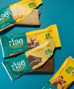 Rise Whey Protein Bar, Chocolatey Almond, Healthy Breakfast & Snack Bar, 17g Protein 5g Dietary Fiber, 4 Natural Whole Food Ingredients, Simplest Non-GMO, Gluten Free, Soy Free Bar, 12 Pack 10 715t0gj4pgL
