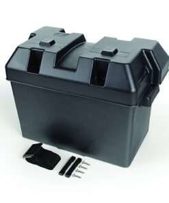 Camco Large Battery Box with Straps and Hardware - Group 27, 30, 31 |Safely Stores RV, Automotive, and Marine Batteries | Measures Inside 7-1/4" x 13-1/4" x 8-5/8" | (55373), Black Frustration Free Packaging 18 715traAoEeL