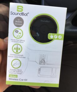 Soundbot SB360 Bluetooth Car Kit Wireless Universal Receiver Transmitter Hands-Free Talking & Music Streaming Dongle w/ 10W Dual Port 2.1A USB Charger + Magnetic Mounts + Built-in 3.5mm Aux Cable 36 715uIRK 9IL