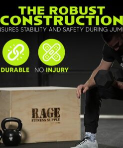 Rage Fitness 3 in 1 Wooden Plyo Box | 20"/ 24"/ 30" | Anti-Slip Plyometric Jump Box Perfect for Skipping, Jumping, Box Jump, Squats, Dips & More, Durable Step Up Box for Home Gym and Outdoor Workouts 14 715upYa4kxL