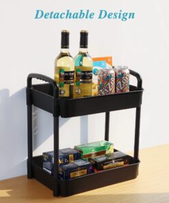 Vtopmart 3 Tier Rolling Cart with Wheels, Detachable Utility Storage Cart with Handle and Lockable Casters, Storage Basket Organizer Shelves, Easy Assemble for Bathroom, Kitchen, Black 21 715v0xTRcXL