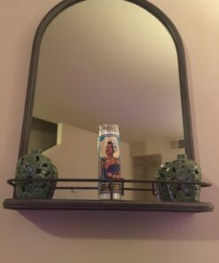 Amazon Brand – Stone & Beam Modern Round Arc Iron Hanging Wall Mirror With Shelf, 30 Inch Height, Dark Bronze 42 715vivhUjfL