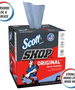 Scott® Shop Towels Original (75190), Blue, Pop-Up Dispenser Box (200 Towels/Box, 8 Boxes/Case, 1,600 Towels/Case) 10 715vnEACyGL
