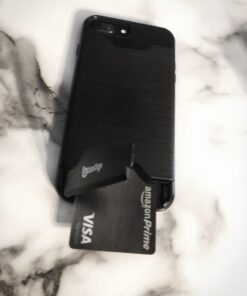 iPhone 7 Plus Case, Bastex Hybrid Slim Fit Black Rubber Silicone Cover Hard Plastic Black Brushed Metal Design Kickstand Case with Hidden Credit Card Slot for Apple iPhone 7 Plus 27 715xhhsBWOL