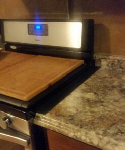 Capparis Kitchen Silicone Stove Counter Gap Cover, Easy Clean Heat Resistant Wide & Long Gap Filler, Seals Spills Between Counter, Stovetop, Oven, Washer & Dryer, Set of 2 (25 Inches, Black) 25 Inches 50 715zU4vK4ML 1