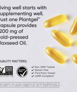 Sports Research Vegan Flaxseed Oil (1200mg) Herbal Supplement with Plant-Based ALA Omega 3 - Vegan Certified & Non-GMO Verified - Gluten, Soy & Carrageenan Free (180 Veggie Softgels) 19 716 GTRAMnL 1