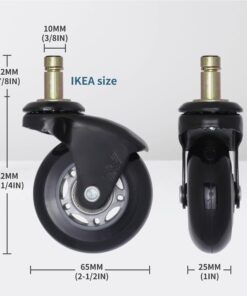 IKEA Chair Only Office Chair Caster Wheel Replacement, 10mm Stem ft. Band Braket 2.5 inch Roller Blade, Best Protection for All Kinds of Floors, No Noice, Smooth & Silent (Black, Grey/Black) 2.5 inch Black 18 716 ki9P5zL