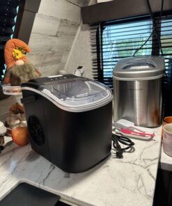 COWSAR Ice Maker Countertop, Portable Ice Machine with Self-Cleaning, 26.5lbs/24Hrs, 9 Bullet Ice Cubes in 6 Mins, Ice Basket and Scoop, Ideal for Home, Kitchen, Bar, Camping 26.5LBS / 24H Black 1 28 7160LSE3 RL