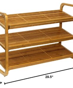 Alternative view of Oceanstar 3-Tier Bamboo Shoe Rack, Brown