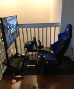 OpenWheeler GEN3 Racing Wheel Stand Cockpit Blue on Black | Fits All Logitech G923 | G29 | G920 | Thrustmaster | Fanatec Wheels | Compatible with Xbox One, PS4, PC Platforms 73 7164PgA8y9L