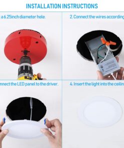 TORCHSTAR 6 Inch Slim Recessed Lighting with Junction Box, Basic Series Ultra Thin LED Recessed Light 5000K Daylight, 12W 1000LM Dimmable LED Downlight, ETL & Energy Star, Pack of 6 Daylight (5000K) 35 7165rZUeEAL 1