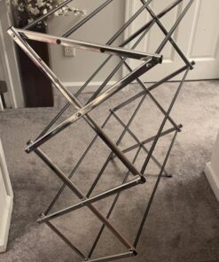 Amazon Basics Foldable Laundry Rack for Air Drying Clothing, 41.8" x 29.5" x 14.5" (L x W x H), Chrome Silver 29 7166QolfNaL