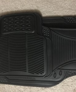 BDK M783 DuraChannel Heavy Duty Rubber Car Floor Mats Liner for Auto - All Weather 3 Piece Set Front & Rear, Fits Car Truck SUV Van, Universal Trim to Fit Black 46 7166gHTZRbL