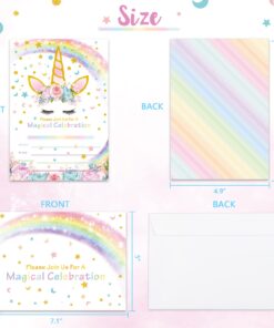 Alternative view of AMZTM Magical Unicorn Party Invitations with Envelopes for Kids Birthday Baby Shower Unicorn Party Supplies 20 Pieces of Fill-in Blank Invitation Card Kit