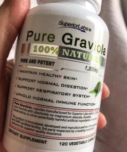 Superior Labs – Pure Natural Graviola NonGMO – 1,200mg, 120 Vegetable Caps– Natural Dietary Soursop Supplement – Healthy Skin & Helps Promotes Cell Growth – Respiratory System - Balanced Mood 31 7167Z9cz24L