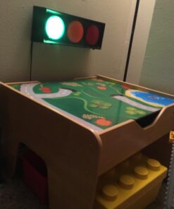 KidKraft 2-in-1 Reversible Top Activity Table with 200 Building Bricks and 30-Piece Wooden Train Set, Natural, Gift for Ages 3+ 58 716BzkPjqiL