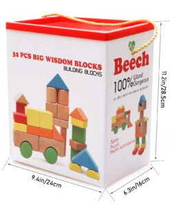 Lewo Large Wooden Blocks Construction Building Toys Set Stacking Bricks Board Games 32 Pieces 30 716Cxy7yL