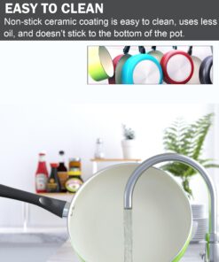 Cook N Home Pots and Pans Set Nonstick, 10 Piece Ceramic Kitchen Cookware Sets, Nonstick Cooking Set with Saucepans, Frying Pans, Dutch Oven Pot with Lids, Green 10-Piece 29 716DtZIep7L