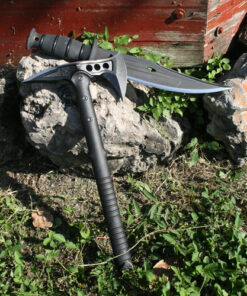 M48 Tactical Tomahawk Military Axe - Black Color | 3 ⅞” Cast Stainless Steel Combat Axe with Piercing Spike | Nylon Cord Wrapped Fiberglass Handle | Camping and Tactical Gear | 15” Length 39 716EVAJ4cwL