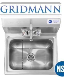 GRIDMANN Commercial NSF Stainless Steel Sink Wall Mount Hand Washing Basin with Faucet Without Side Splashes 19 716EY2S8dvL