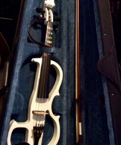 Cecilio Electric/Silent Violin - Style 2, Full Size (4/4) - Ebony Fittings - Metallic Pearl White - Includes Case, Bow, Rosin, Aux Cable, and Headphones 4/4-size 31 716EYTdXqsL
