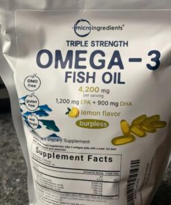 Triple Strength Omega 3 Fish Oil Supplements 4200mg Per Serving, 240 Softgels – Lemon Flavored – Burpless (Enteric-Coated) | EPA 1200mg + DHA 900mg | Deep Sea Fish, Wild Caught from Norwegian Waters 240 Count (Pack of 1) 25 716F6KW4NtL
