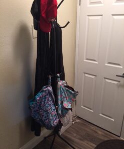 Free-Standing Coat Rack Metal Stand - Hall Tree Entry-Way Furniture Best for Hanging Up Jacket, Purse, Hand-Bag, Cloth, Hat, Winter Scarf Holder - Home or Office Floor Hanger 12-Hooks Organizer, Black 37 716FUekBXCL