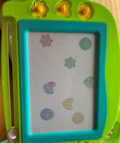 AiTuiTui Magnetic Drawing Board Mini Travel Doodle, Erasable Writing Sketch Colorful Pad Area Educational Learning Toy for Kid/Toddlers/Babies with 3 Stamps and 1 Pen (Green) Green 37 716HLNU63aL