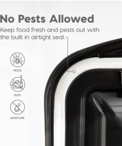 IRIS USA 10 Lbs / 12.75 Qt WeatherPro Airtight Pet Food Storage Container, for Dog Cat Bird and Other Pet Food Storage Bin, Keep Pests Out, Keep Fresh, Translucent Body, BPA Free, Clear/Black 21 716HYcHJ94L 1