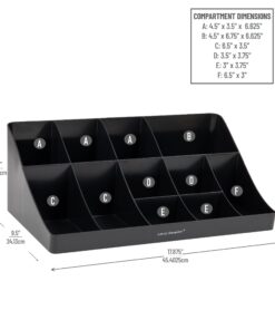 Mind Reader, Countertop Organizer, Coffee Bar, Kitchen Cup and Condiment Station, 17.875" L x 9.5" W x 6.625" H, Black 17.875"L x 9.5"W x 6.625"H, 24 716IhfrL98L