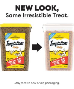 TEMPTATIONS Classic Crunchy and Soft Cat Treats Tasty Chicken Flavor, 16 oz. Tub 31 716JFtp9pWL