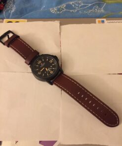 cofuo Mens Fashion Dress Analog Quartz Watch with Brown Leather Band Unique Big Face Number Retro Casual Wrist Watches Classic Business Waterproof Wristwatch Calendar Date Week - Black Brown 38 716JM1wYM L