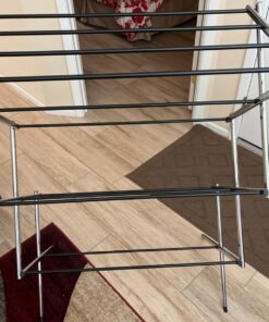 Amazon Basics Foldable Laundry Rack for Air Drying Clothing, 41.8" x 29.5" x 14.5" (L x W x H), Chrome Silver 28 716JYl8ysML