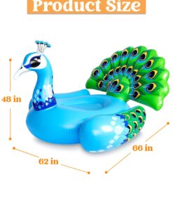 JOYIN Inflatable Peacock Pool Float - Giant Green Peacock Ride on Raft for Swimming Pool, Beach Floaties, Party Decoration Toys, Inflatable Island, Summer Pool Raft Lounge for Adults & Kids Water Fun Blue 30 716LNoNUY0L