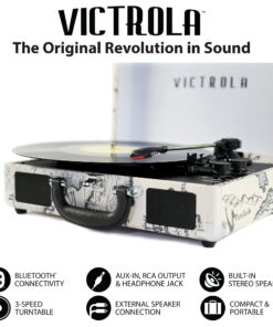 Victrola Vintage 3-Speed Bluetooth Portable Suitcase Record Player with Built-in Speakers | Upgraded Turntable Audio Sound|Retro Map, Model Number: VSC-550BT-P4 Retro Map 22 716Lk5m2zQS
