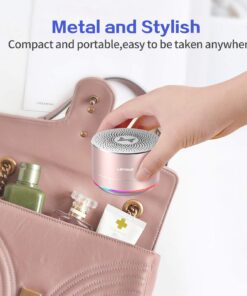 LENRUE A2 Portable Wireless Bluetooth Speaker with Lights and Lanyard,5W Mini Small Metal Speakers Bluetooth 5.0/Aux-in for iPhone Android Home Outdoor, Birthday for Women/Girls Rose Gold 22 716M8GoM1L