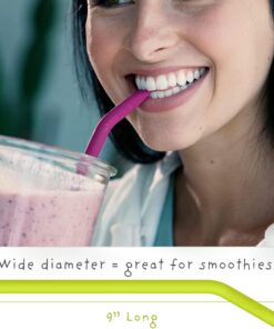 Softy Straws Wide Premium Reusable Silicone Drinking Straws + Patented Straw Squeegee - 9” Long With Curved Bend for 20/30/32oz Tumblers BPA Free Non Rubber, Flexible, Safe for Kids/Toddlers Assorted - Silicone 35 716MCXR8WxL