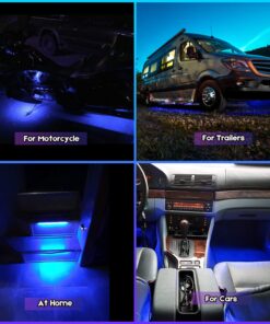 PryEU Blue (465-475nm) LED Strip Lights 12V Waterproof for Auto Car Truck Boat Motorcycle Interior Lighting 12'' 30CM 2835 SMD UL Listed Pack of 4 18 716MgAqBBHL