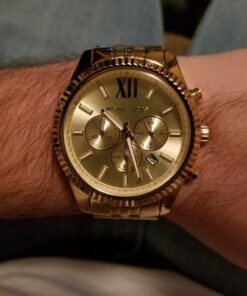 Michael Kors Lexington Men's Watch, Stainless Steel Bracelet Watch for Men Gold Steel 41 716MhCyBiFL