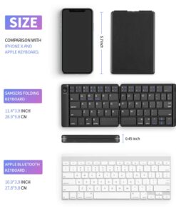 Samsers Foldable Bluetooth Keyboard - Portable Wireless Keyboard with Stand Holder, Rechargeable Full Size Ultra Slim Keyboard Compatible IOS Android Windows Smartphone Tablet and Laptop-Black Black 32 716MhfXbhbL