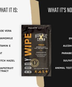 Hustle Clean Body Wipes 9''x8'', Disposable Bathing Wipes For Adults, No Rinse, With Aloe Vera & Vitamin E, Fresh Scent, 40 Individually Wrapped Wipes 10 Count (Pack of 4) 9 716OSwNg0AL