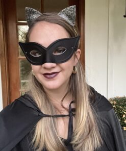 Forum Novelties Masquerade Harlequin Cat Eye Half Mask for Women - Comfortable Halloween Half Eye Masquerade Mask for Girls - One Size Fits All - Black 13 716Ove68EGL